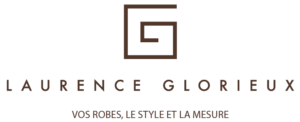 Logo de Laurence Glorieux ainsi que le slogan : vos robes, le style et la mesure.