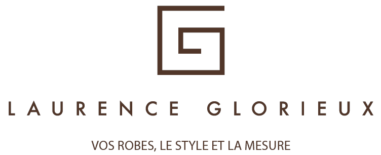 Logo de Laurence Glorieux ainsi que le slogan : vos robes, le style et la mesure.